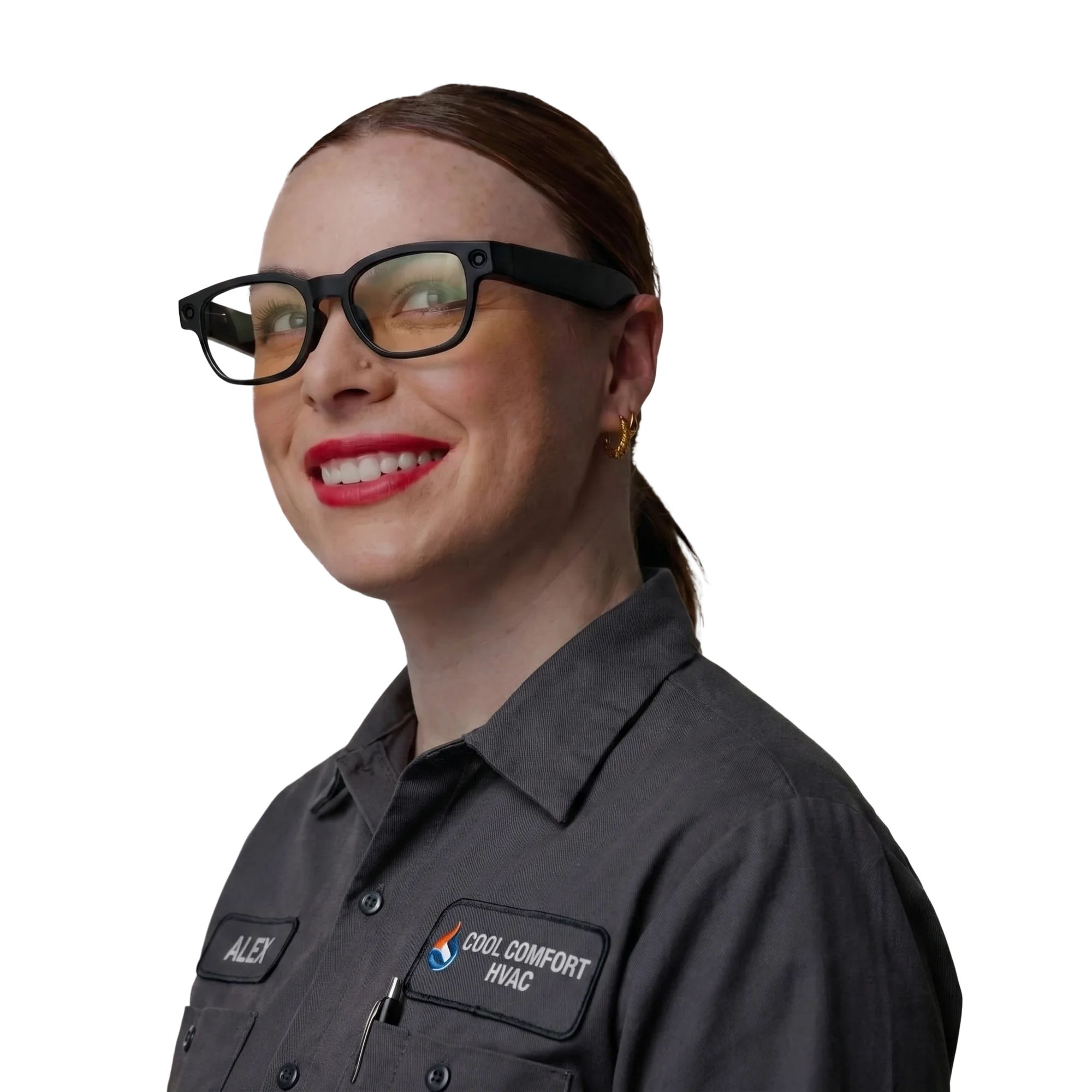 Woman wearing Mentra glasses