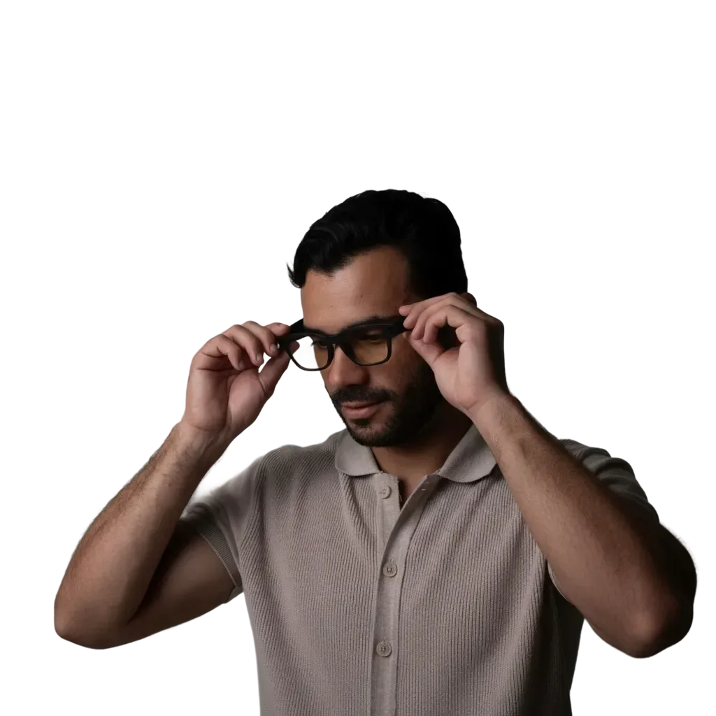 Person sliding on Mentra glasses
